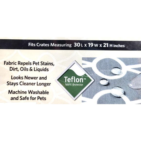 Quiet Time Defender Dog Crate Cover Teflon Gray White Geometric 30x19x21 NEW - Picture 7 of 8